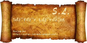 Sáfár Lóránt névjegykártya