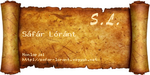 Sáfár Lóránt névjegykártya